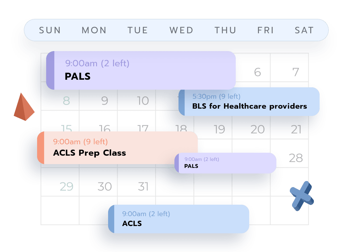 Monthly calendar showing class schedules from Enrollware Class Management Software
